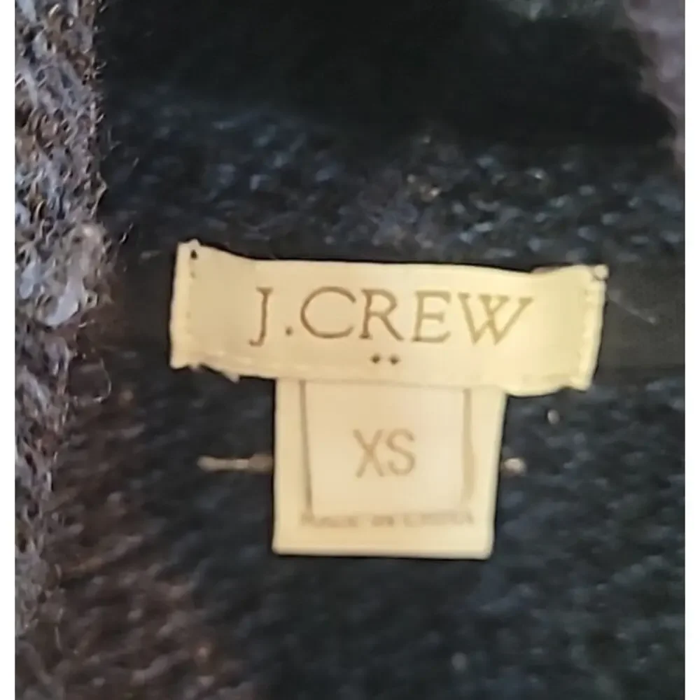 J.Crew Cowl Funnel Neck Sweater Womens Size XS Blue Wool Blend Pockets J Crew